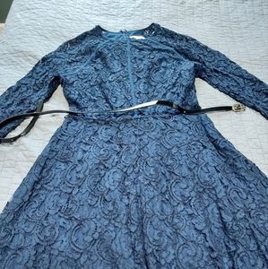 Navy lace sleeved dress